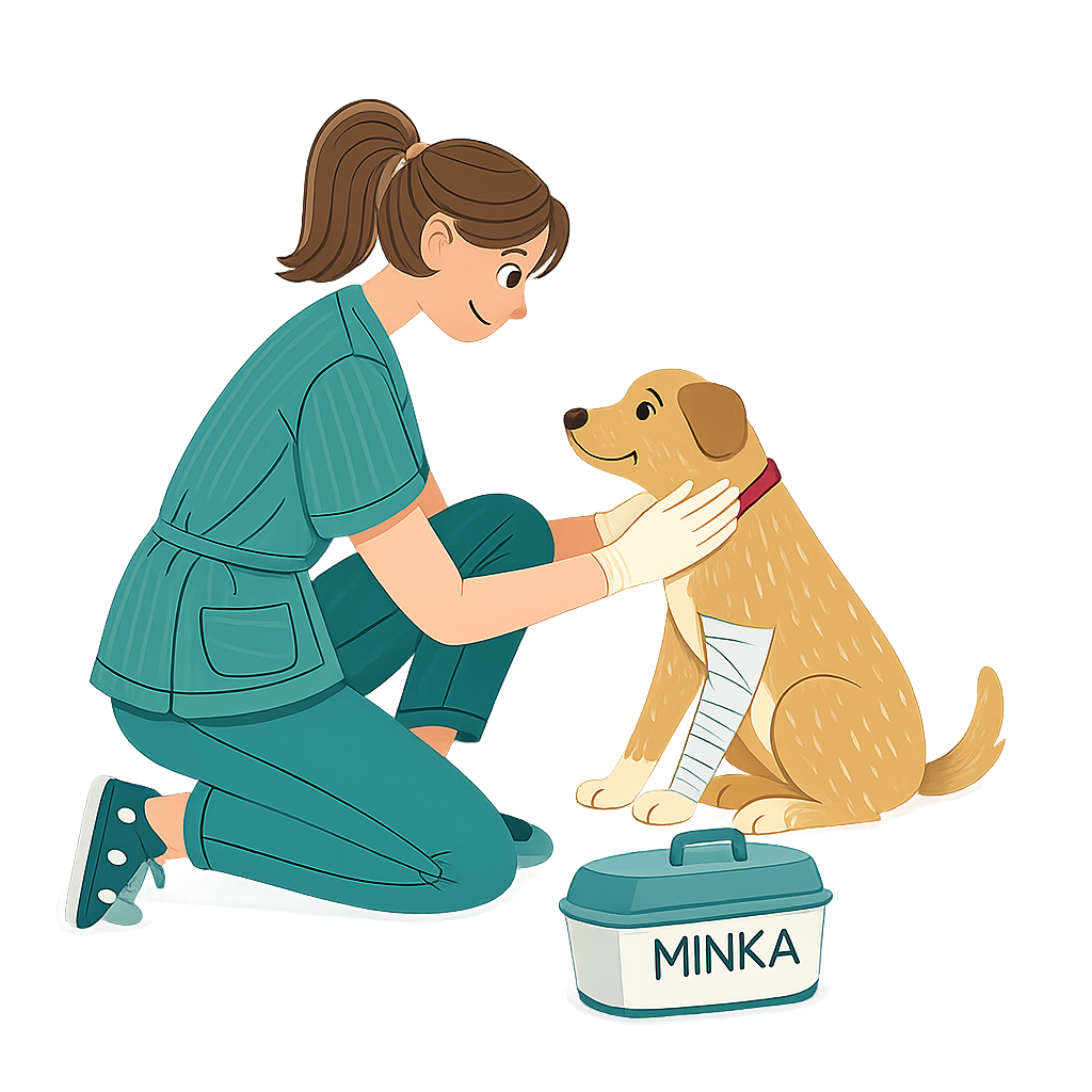 Veterinaria junto a una mascota